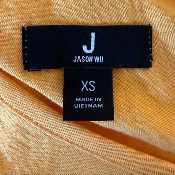 J Jason Wu Solid Knit Ruffle Midi Dress Golden Yellow XS Stretch Autumn Tiered - Picture 8 of 12